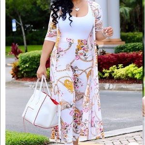 Long coat with high waist pants for women - set